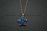 Druzy Agate Star Stone Pendant Necklace Woman Party Jewelry