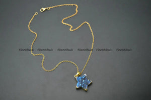 Druzy Agate Star Stone Pendant Necklace Woman Party Jewelry
