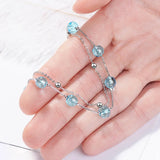 Crystal Beads Double Chains Bracelet 925 Silver Jewelry