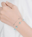 Crystal Beads Double Chains Bracelet 925 Silver Jewelry