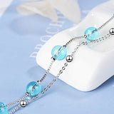 Crystal Beads Double Chains Bracelet 925 Silver Jewelry