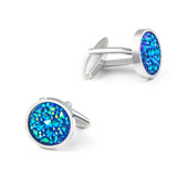Crystal Round Cufflinks for Men Wedding Office Twins Gift