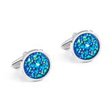 Crystal Round Cufflinks for Men Wedding Office Twins Gift