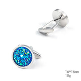 Crystal Round Cufflinks for Men Wedding Office Twins Gift