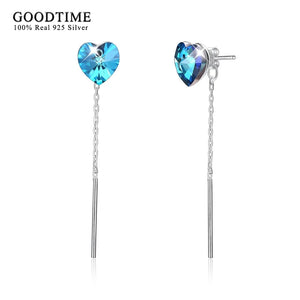 925 Sterling Silver Heart Dangle Earrings