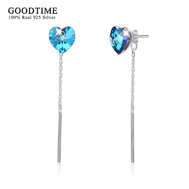 925 Sterling Silver Heart Dangle Earrings