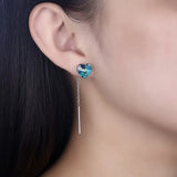 925 Sterling Silver Heart Dangle Earrings