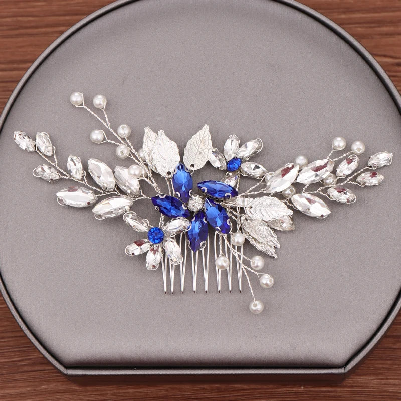 Crystal Hair Comb Bridal Tiara Wedding Hair Accessories Leaf Pearl
