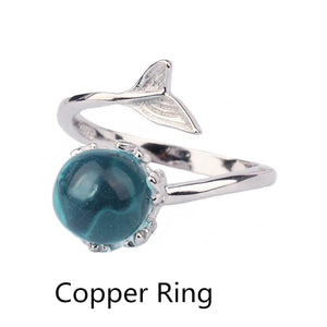 Crystal Mermaid Bubble Open Rings for Women Wedding Band