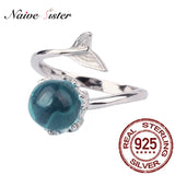 Crystal Mermaid Bubble Open Rings for Women Wedding Band