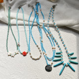 Crystal Seed Bead Choker Pearl Stone Chips Pendant Bohemian Necklaces
