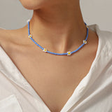 Crystal Seed Bead Choker Pearl Stone Chips Pendant Bohemian Necklaces