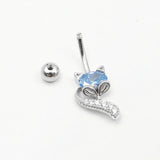 Fox Shape CZ Belly Button Ring 14G 925 Sterling Silver Dangle Belly Rings