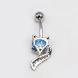 Fox Shape CZ Belly Button Ring 14G 925 Sterling Silver Dangle Belly Rings