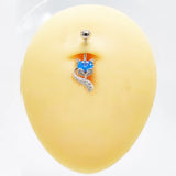 Fox Shape CZ Belly Button Ring 14G 925 Sterling Silver Dangle Belly Rings