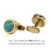 Dino Stone High Heel Double Serrated Stainless Steel Cufflinks