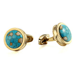 Dino Stone High Heel Double Serrated Stainless Steel Cufflinks