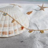 18k Gold Dolphin Turtle Crab Pendant Bracelet Pink Red Zircon Women's Jewelry