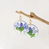 Dried Flower Earring Natural Jewelry Epoxy Resin Round Earring