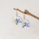 Dried Flower Earring Natural Jewelry Epoxy Resin Round Earring