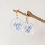 Dried Flower Earring Natural Jewelry Epoxy Resin Round Earring