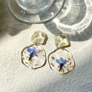 Dried Flower Earring Natural Jewelry Epoxy Resin Round Earring