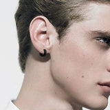 Stainless Steel Zircon Hoop Earrings Punk Style Vintage Sliver