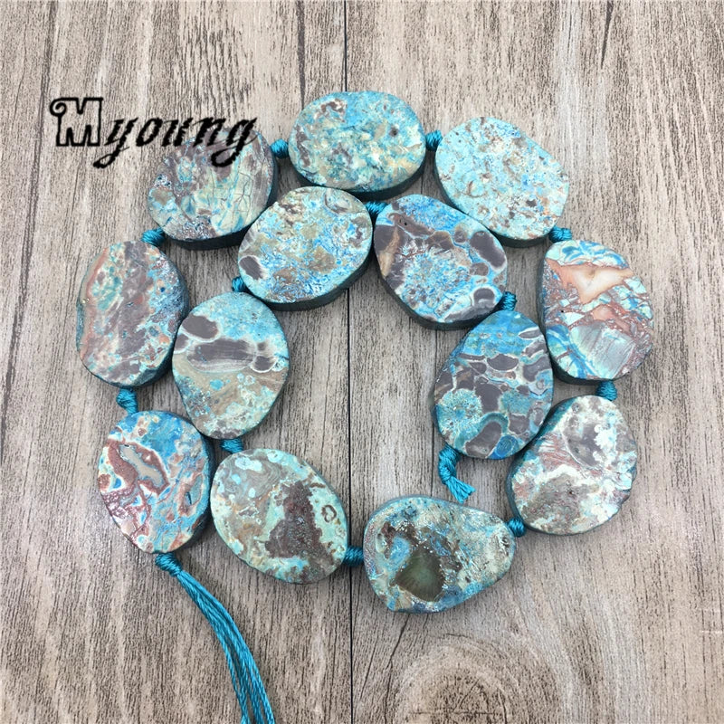 Egg Shape Ocean Jaspers Slice Beads for DIY Jewelry