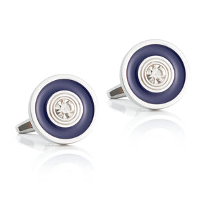 Enamel Crystal Inlaid Metal Cufflinks - Men's Fashionable Accessory