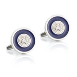 Enamel Crystal Inlaid Metal Cufflinks - Men's Fashionable Accessory