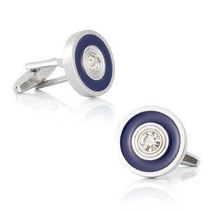 Enamel Crystal Inlaid Metal Cufflinks - Men's Fashionable Accessory