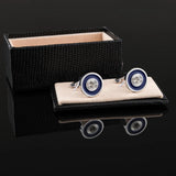 Enamel Crystal Inlaid Metal Cufflinks - Men's Fashionable Accessory
