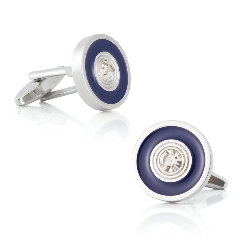 Enamel Crystal Inlaid Metal Cufflinks - Men's Fashionable Accessory
