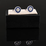 Enamel Crystal Inlaid Metal Cufflinks - Men's Fashionable Accessory