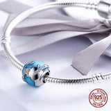 Enamel Globe Aircraft Charm for 925 Silver Bangle Bracelet
