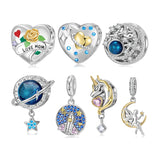 925 Sterling Silver Space Galaxy Planet Rocket Starry Sky Charm