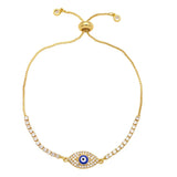 Evil Eye Adjustable Bracelet Bangle CZ Cubic Zircon Tennis Bracelet