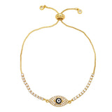 Evil Eye Adjustable Bracelet Bangle CZ Cubic Zircon Tennis Bracelet