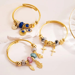 Evil Eye Butterfly Love Charm Bracelet Metal Bangles Femme