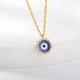 Evil Eye Charms Necklace Stainless Steel Zircon Eye Pendants Jewelry
