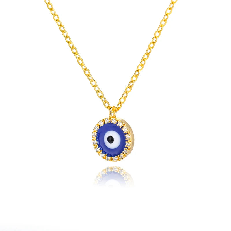 Evil Eye Charms Necklace Stainless Steel Zircon Eye Pendants Jewelry