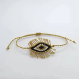 Evil Eye Hand Knitting Rope Bangle Charm Bracelet 18k Beads Couple Gift