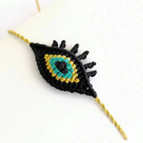 Evil Eye Hand Knitting Rope Bangle Charm Bracelet 18k Beads Couple Gift