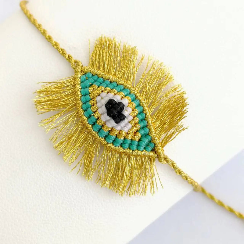 Evil Eye Hand Knitting Rope Bangle Charm Bracelet 18k Beads Couple Gift