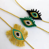 Evil Eye Hand Knitting Rope Bangle Charm Bracelet 18k Beads Couple Gift
