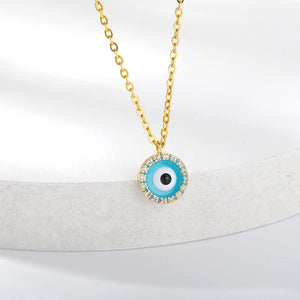 Zircon Crystal Evil Eye Choker Pendant Necklace Christmas Gift