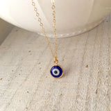 Evil Eye Necklace, Glass and 18kt filled