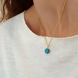 Evil Eye Necklace, Glass and 18kt filled