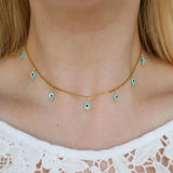 Evil Eye Necklace, Glass and 18kt filled