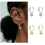 Zircon CZ Eye Stud Hoop Earrings Piercing Drop Lake Jewelry Pendientes